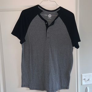 Express Grey/Black Henley T-Shirt - Large